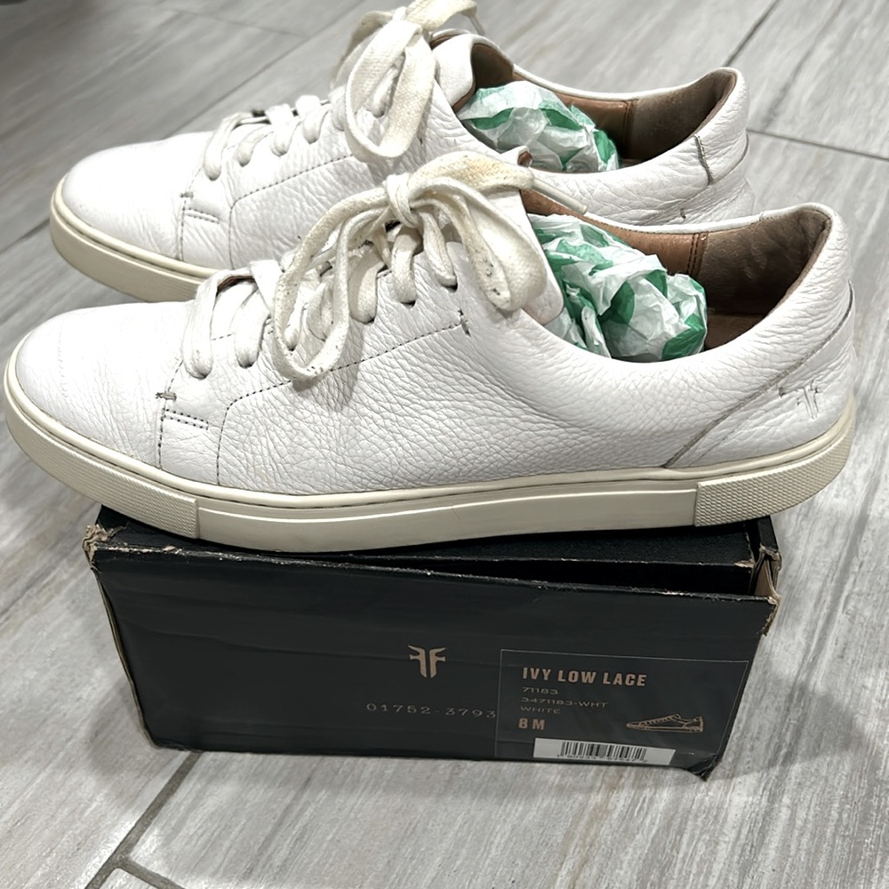 Frye Ivy White Low Lace White Sneakers Size 8